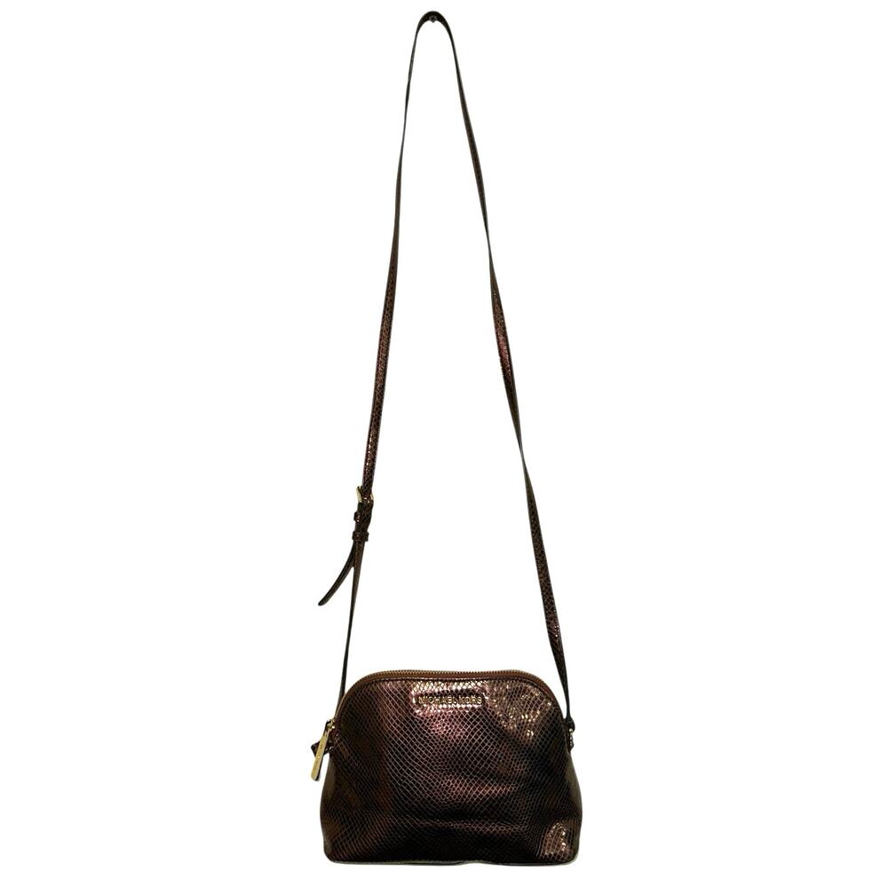 Michael Kors Adele Dome Embossed Leather Crossbody Bag in Merlot Color